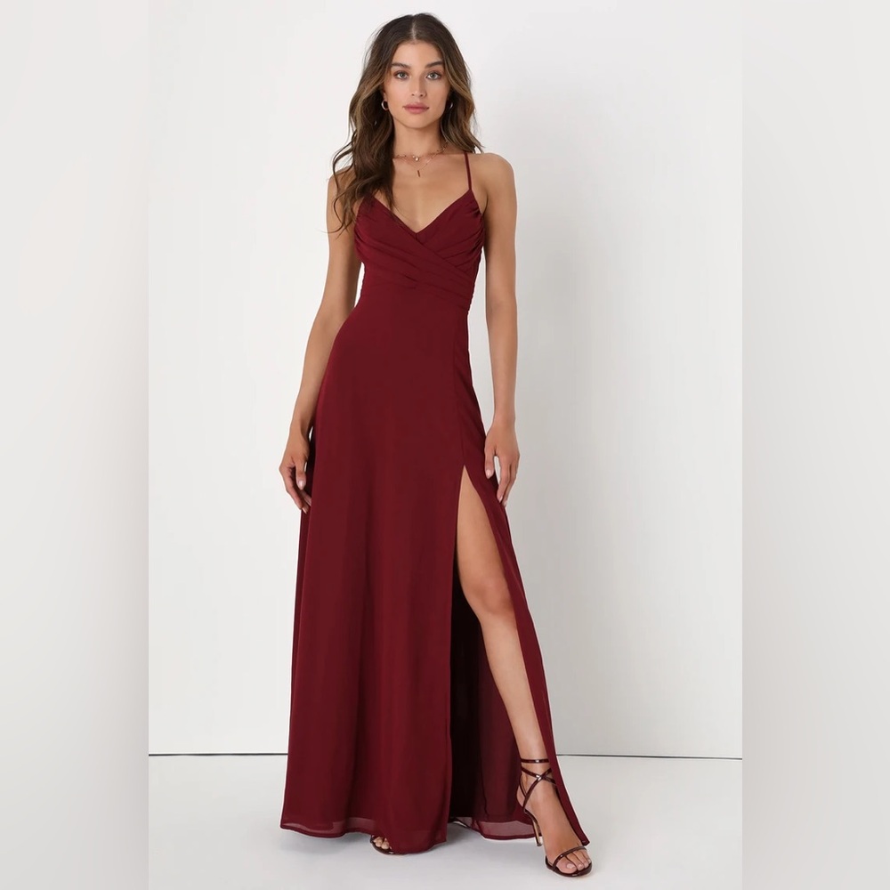 Lulus Backless Lace-Up Dress in Burgundy